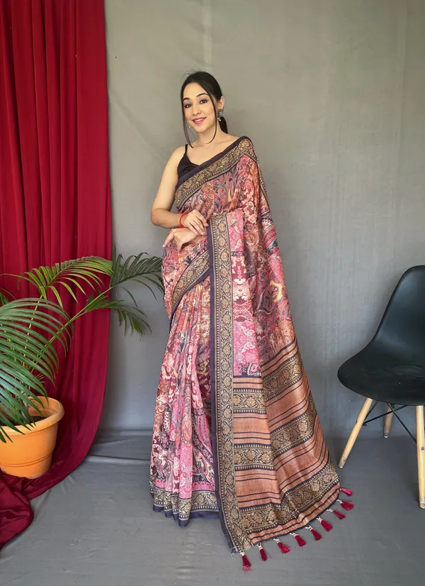 Pink_Kashmiri_Digital_Printed_Cotton_Silk_Saree_With_Blouse_Piece_Attached